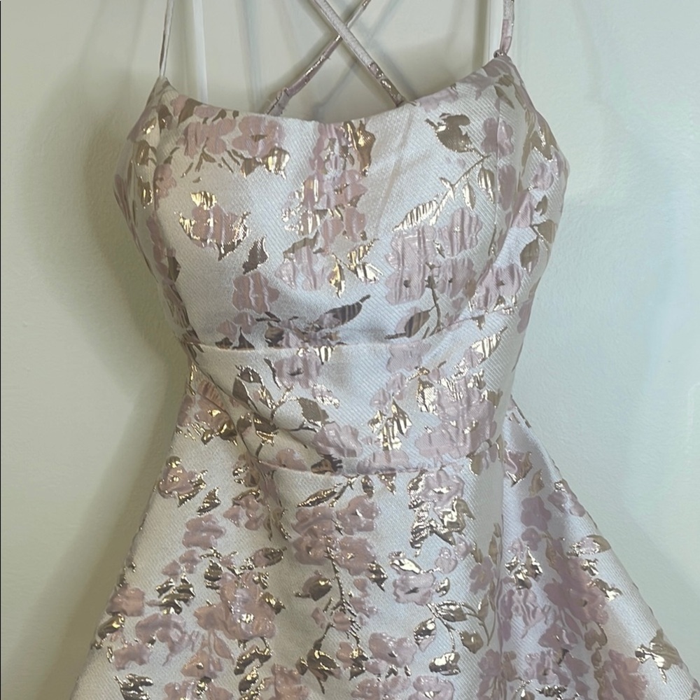 B Darlin Pink and White Sweetheart A-Line Prom Dress - Picture 6 of 7